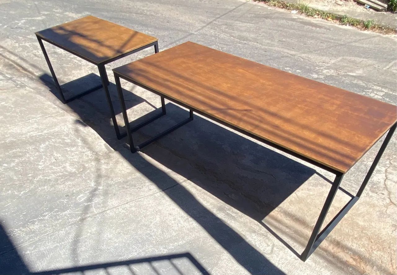 Mesa de Jantar e Mesa Lateral em Madeira e Aço489104040055296001