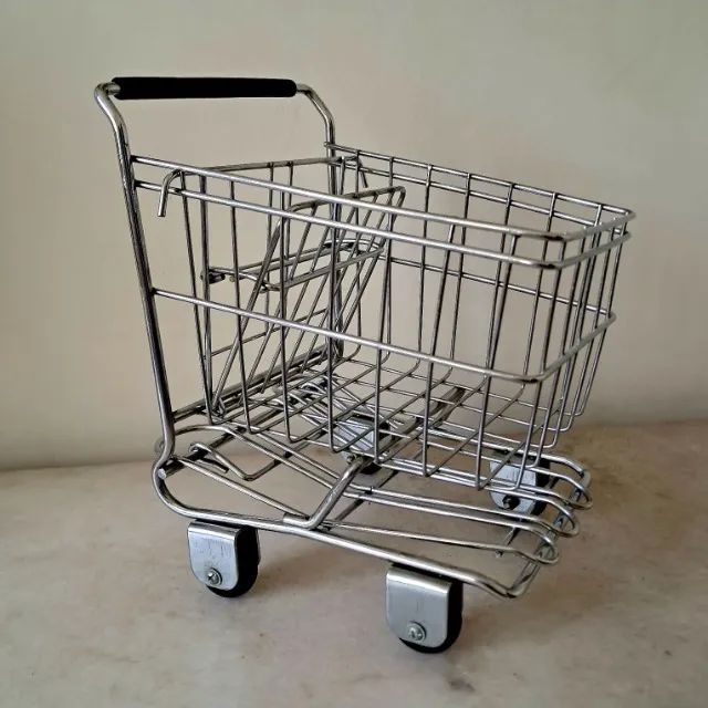Mini Carrinho de Supermercado em Aço Inox