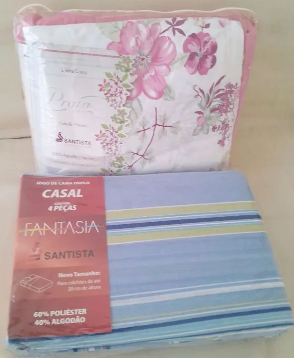 Novos na embalagem!DOIS - Jogo de Lençol Casal Santista (02 tipos - 150 fios e Microleen) - Foto 6