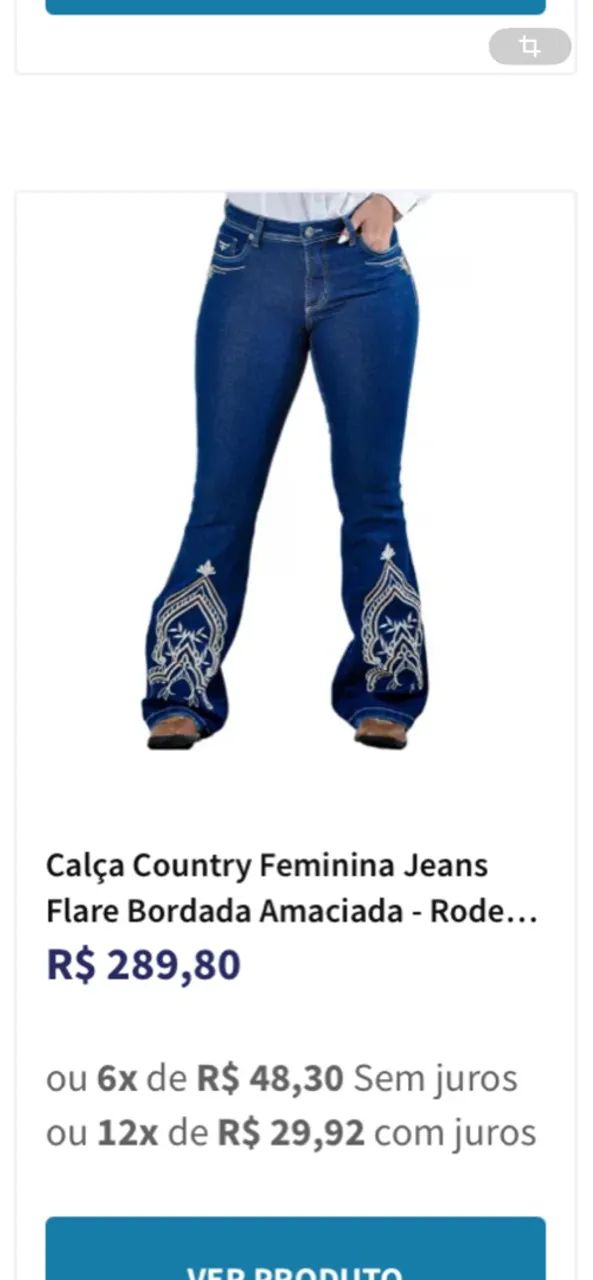 Calça Boca CalÃ§a Country Feminina LaÃ§o Calça Jeans Feminina