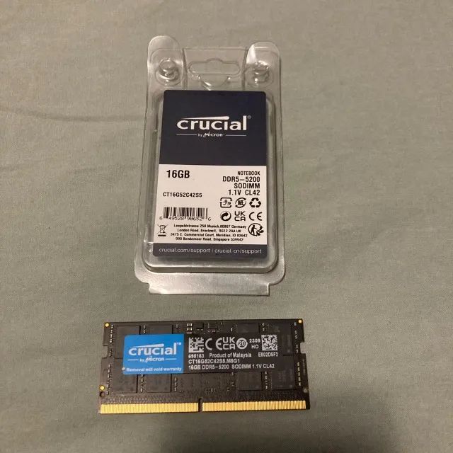 Memória RAM Crucial 16gb 1x 16GB DDR5 5200MHz Usado