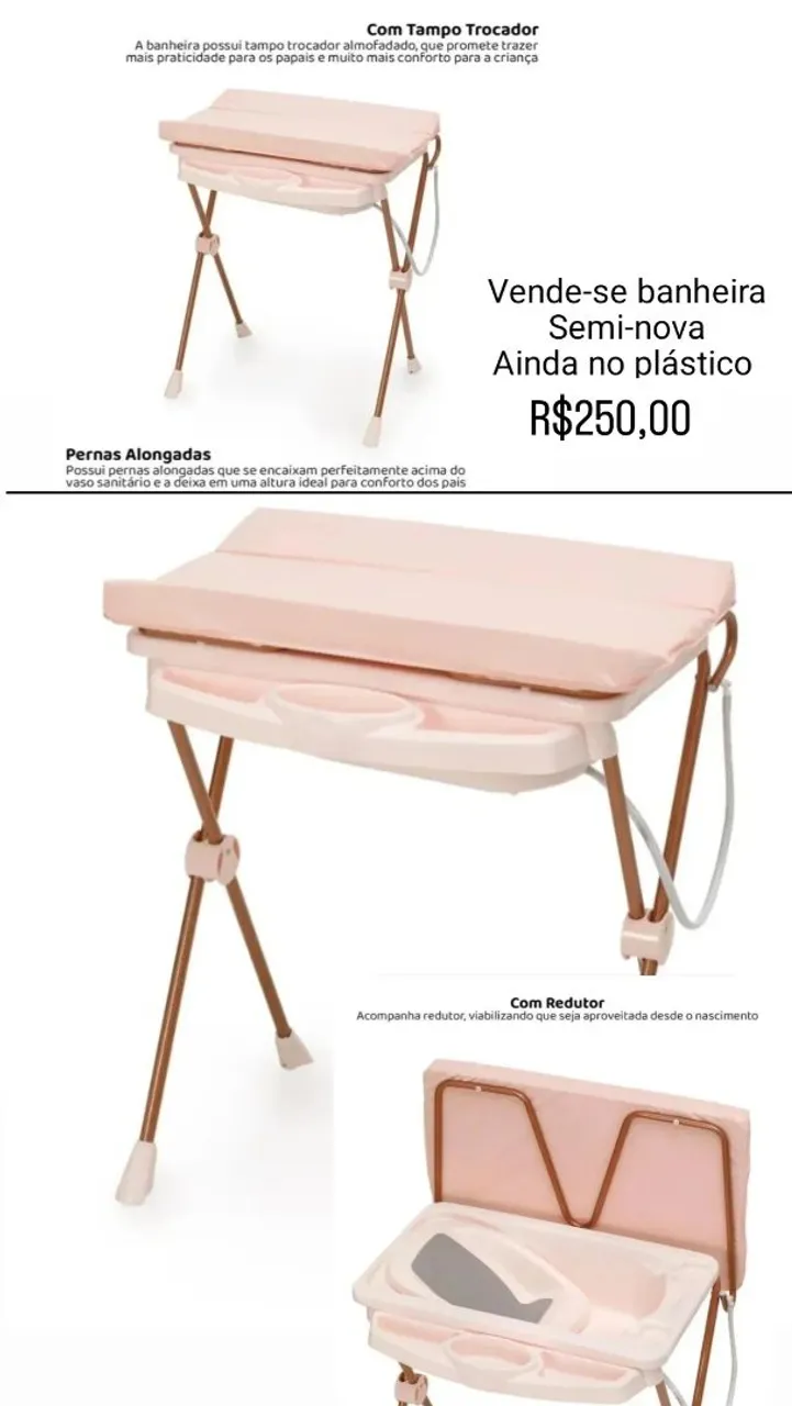 Banheira Infantil com Trocador Semi-nova