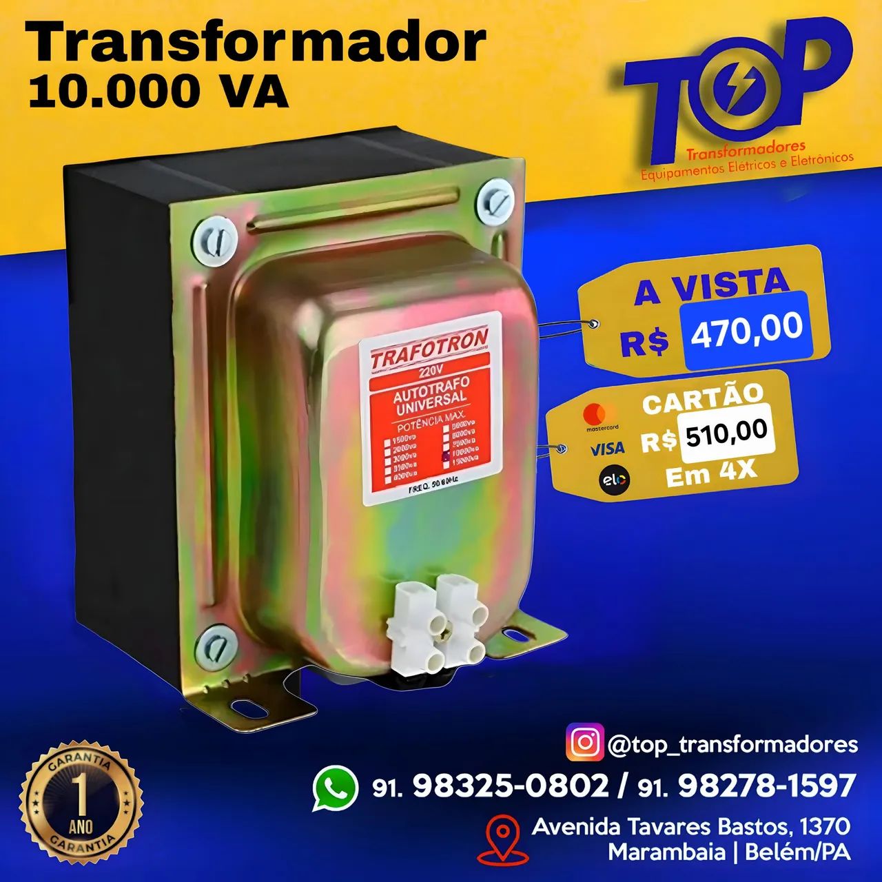 Transformador 10.000 va NOVOS 