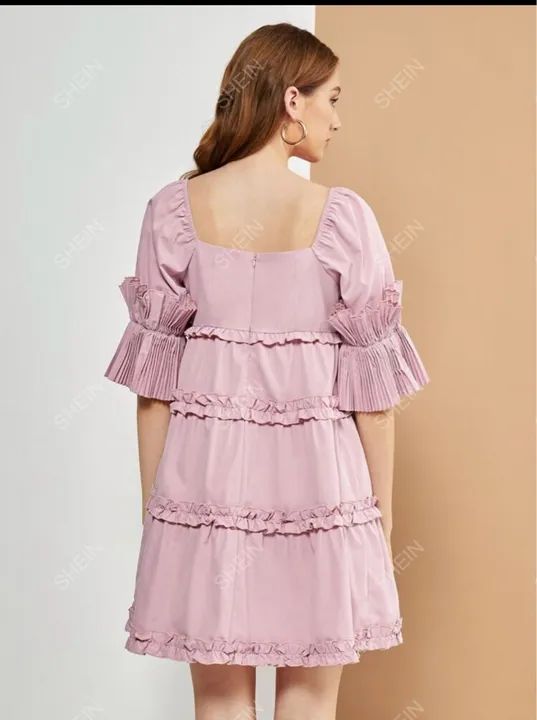 Vestido Rosa com Babados Novo Shein P M