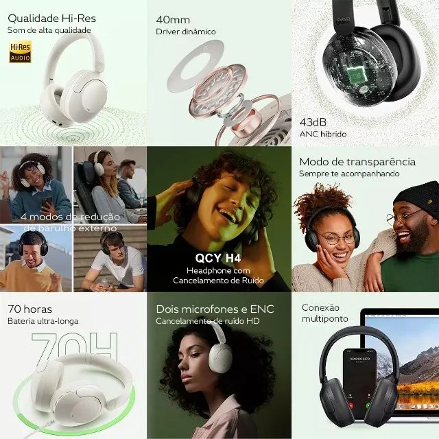 Fone QCY H4 ANC Branco - Foto 5