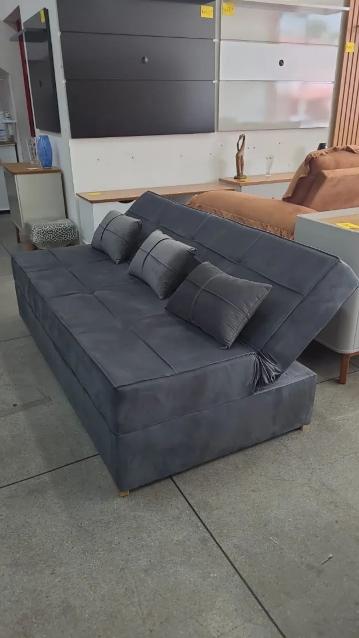 Sofá Cama  1,88m suede aveludado - Foto 3