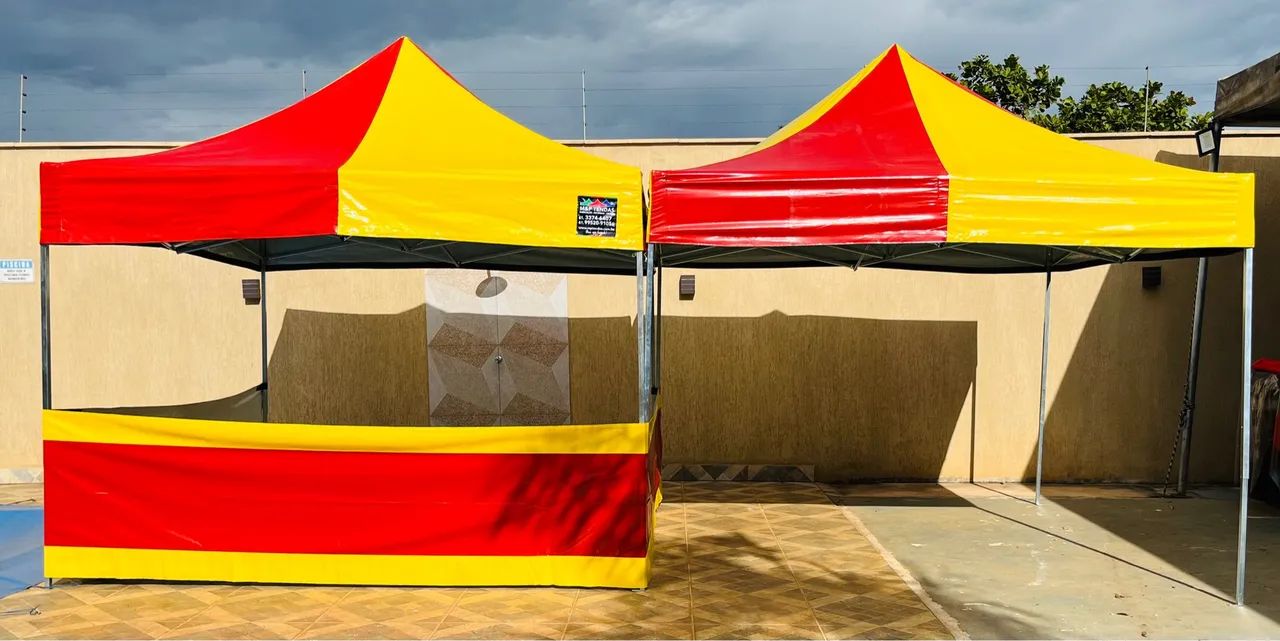 Tendas sanfonadas e piramidais 