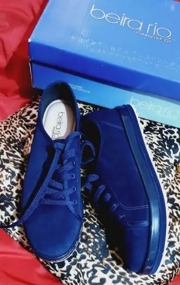 Tênis Beira Rio Flatform Tratorado Nobuck Feminino - Marinho nº 39