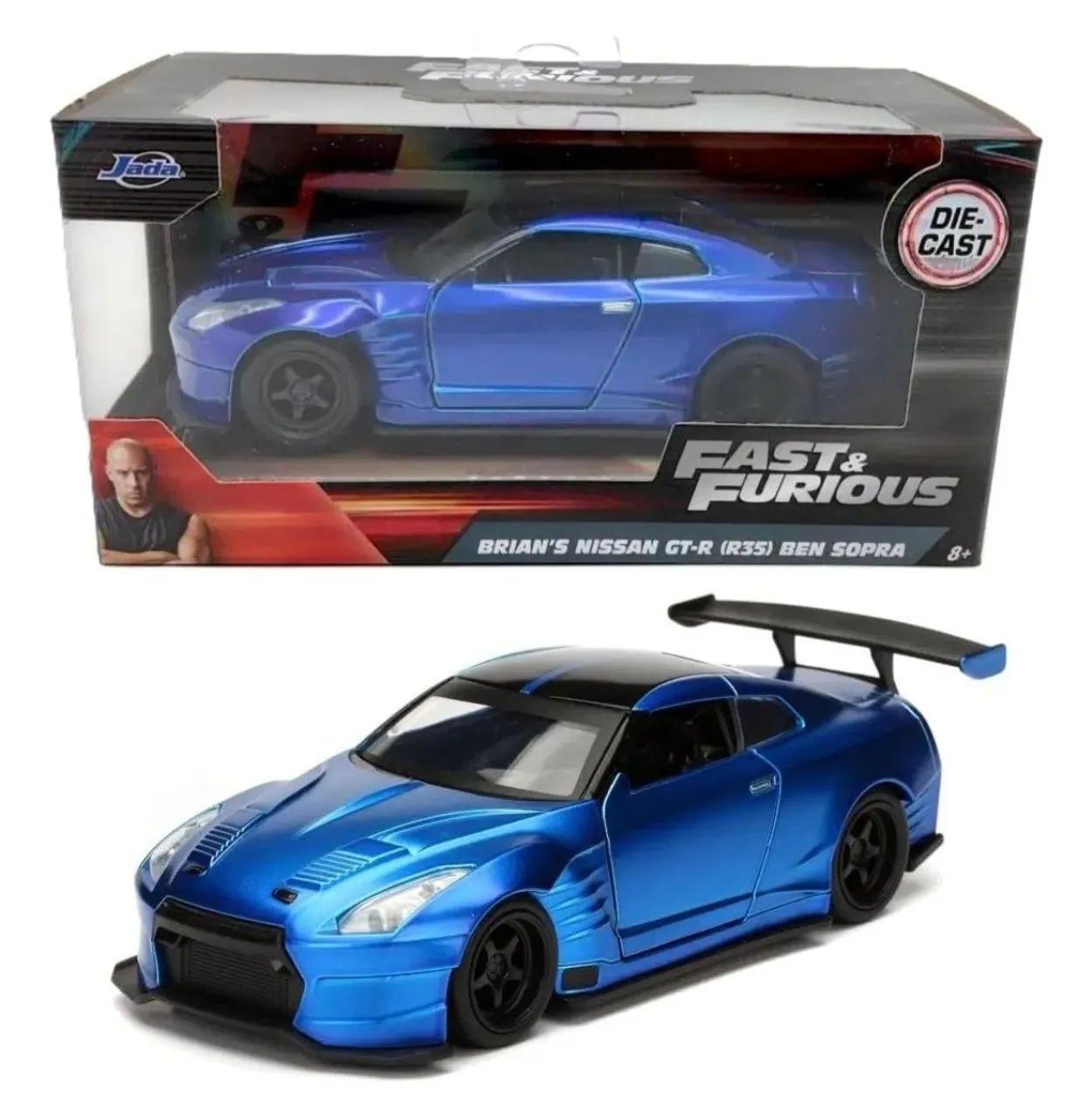 Carro Fast & Furious Nissan GT-R (R35) Ben Sopra Die-Cast Azul Jada 1:32