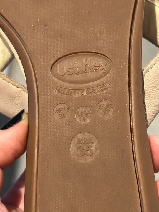 Sandália feminina Usaflex com laço dourado - Foto 4