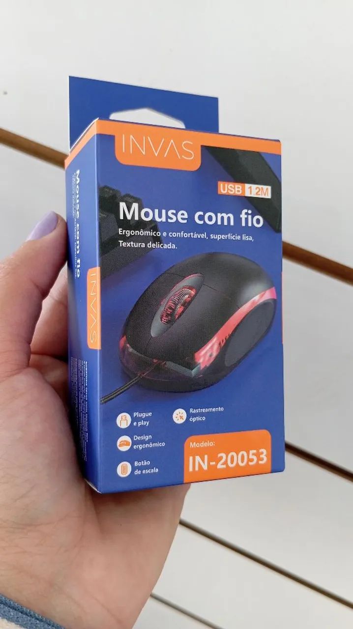 Mouse Óptico Com Fio USB 1.2M INVAS IN-20053 - Foto 2