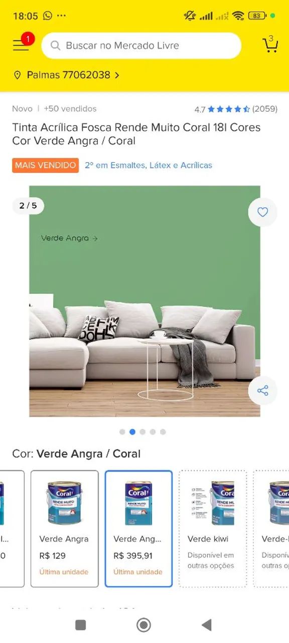 Vende 2 lata de tinta 16L da cor verde angre 2 balde de tinta emborrachado de cor branca   - Foto 4