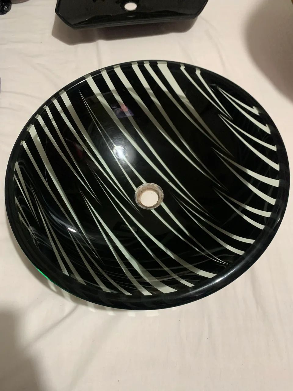 Round black glass sink