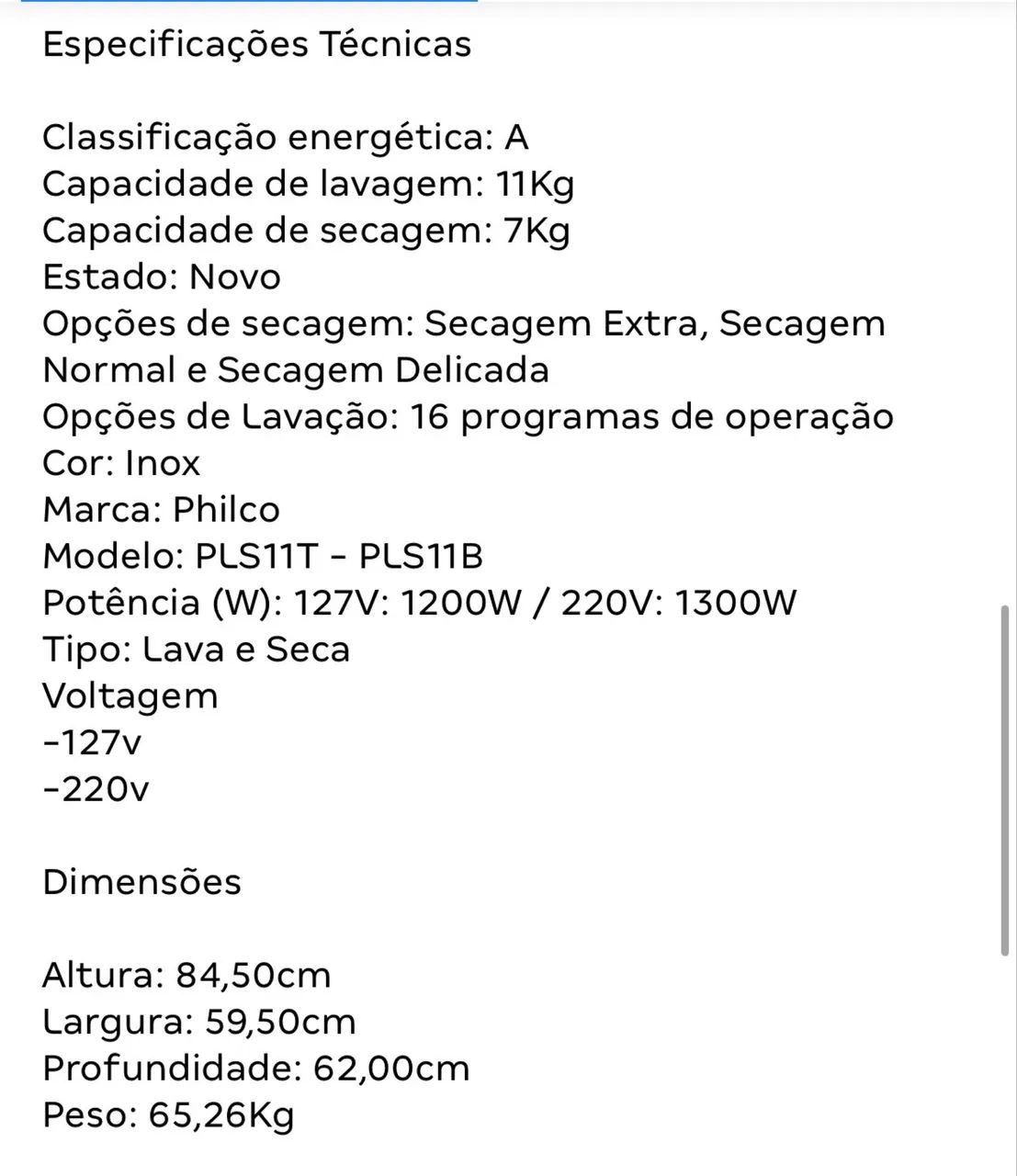 Lava e seca Philco Usada 10kg - Foto 5