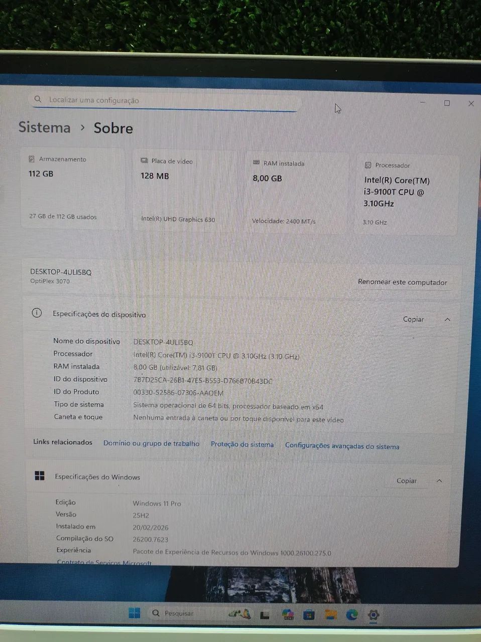 Mini Pc Dell optiplex 3070 Core i3 9th 8ram ssd120 windows 11 office - Foto 4