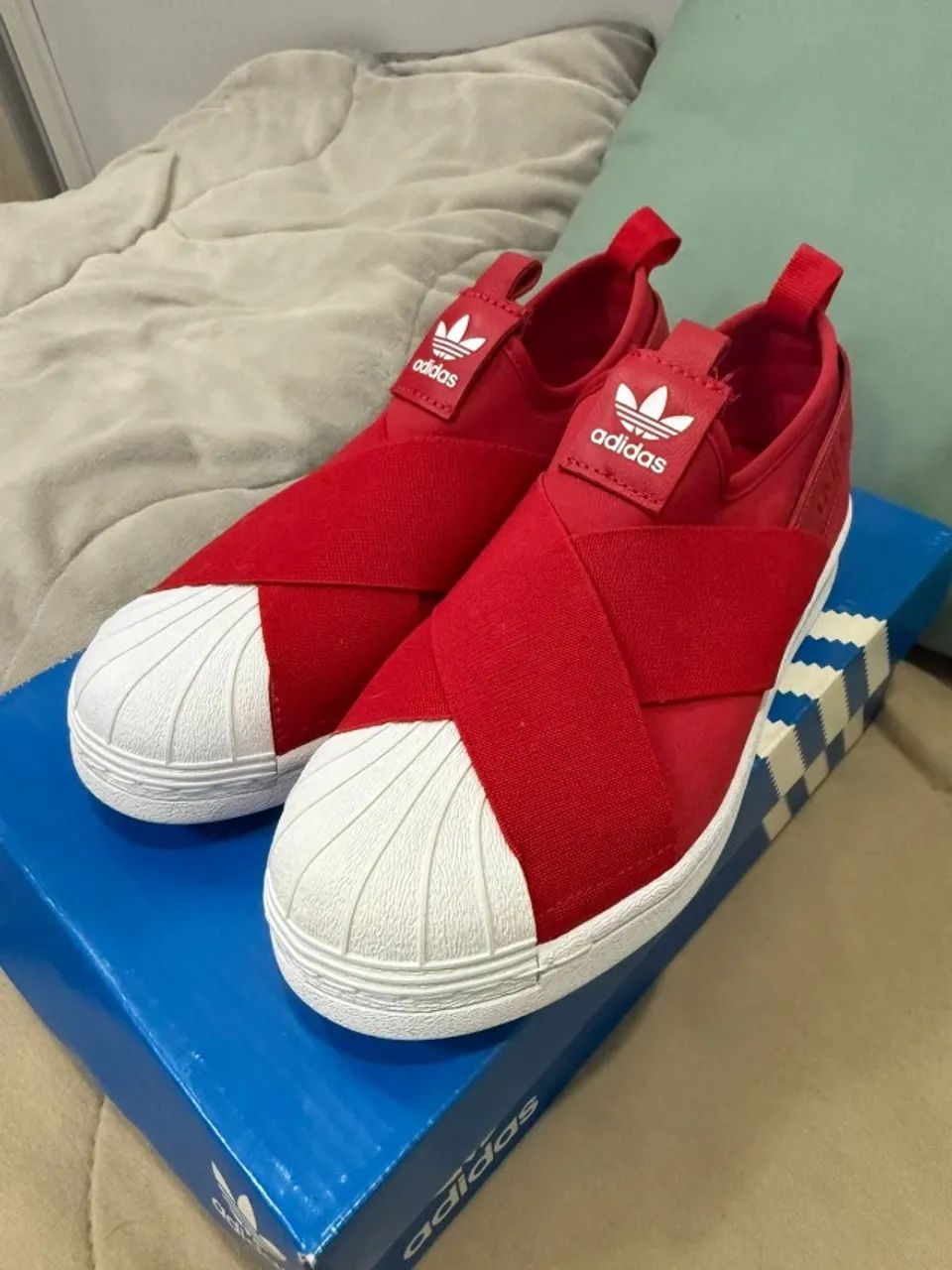 tenis superstar slip on W adidas vermelho tamanho 35 - Foto 6