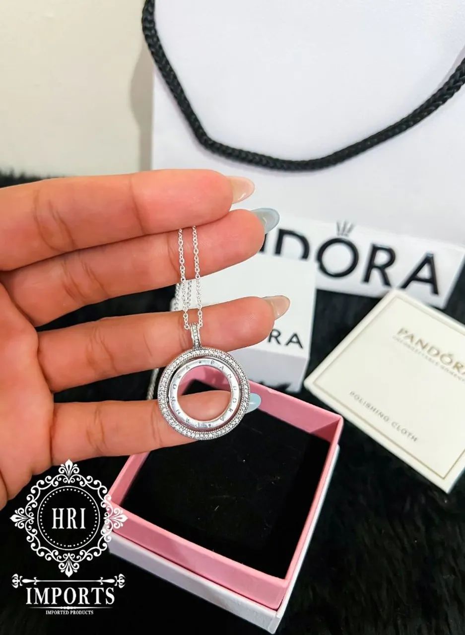 Colar pandora aro duplo logo pave  - Foto 2