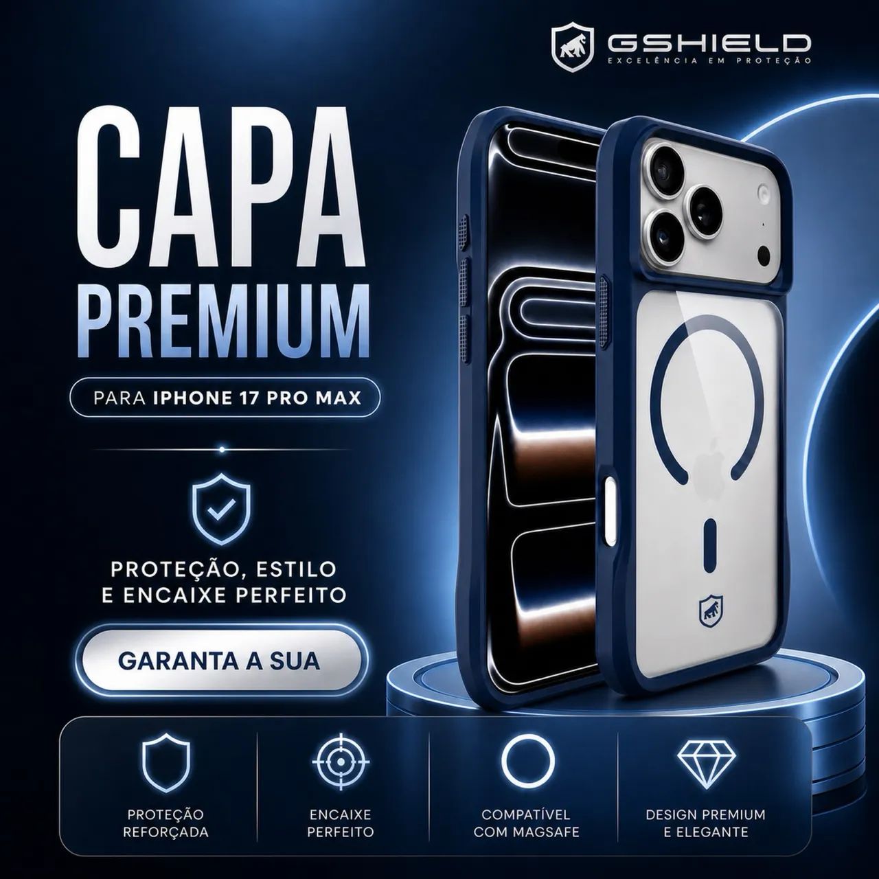 Capa Octacore Gshield para iPhone 17 Pro Max - Azul  - Foto 4