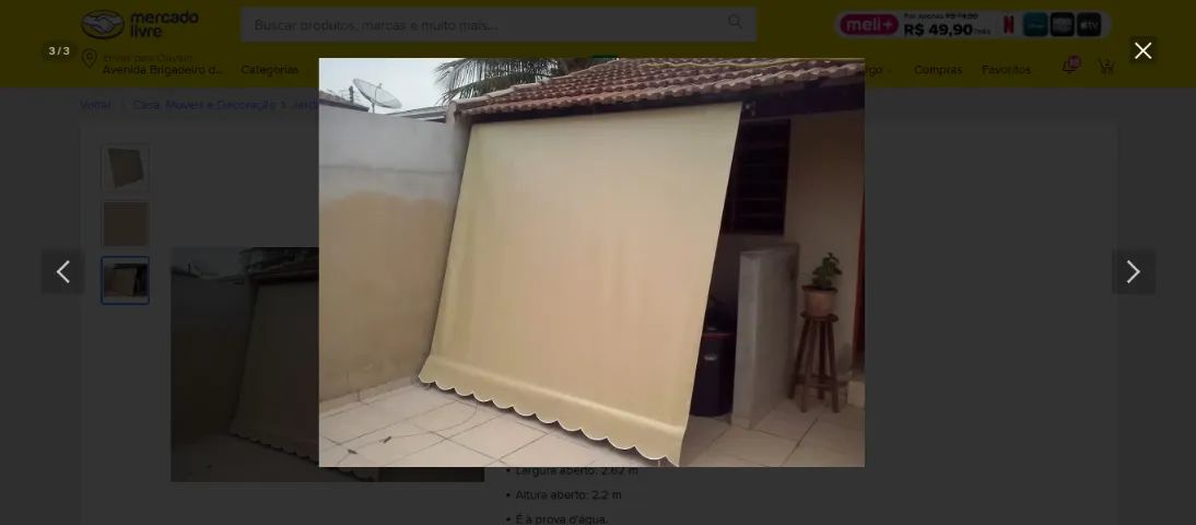 Toldo Cortina 2,62x2,20 com ilhos a cada 15 Cm em cima e 1 Pol Baixo - Foto 2