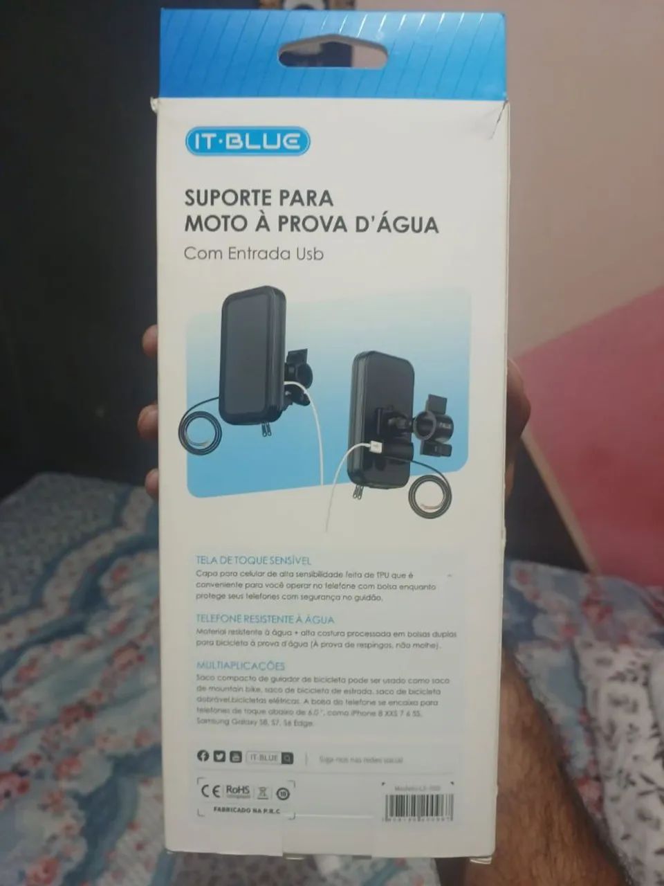 Suporte Smartphone Moto Guidão Usb Case Vedado Universal - Foto 2