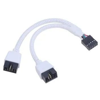 Cabo Y Usb 9 Pinos Branco Hub Splitter Divisor Interno Hub 9pin para placa mãe pc - Foto 3