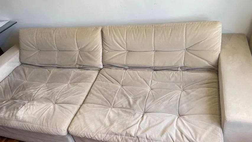 Sofá Retrátil German 1,90 m Bege com Encosto e Assento Ajustáveis - Usado - Foto 5