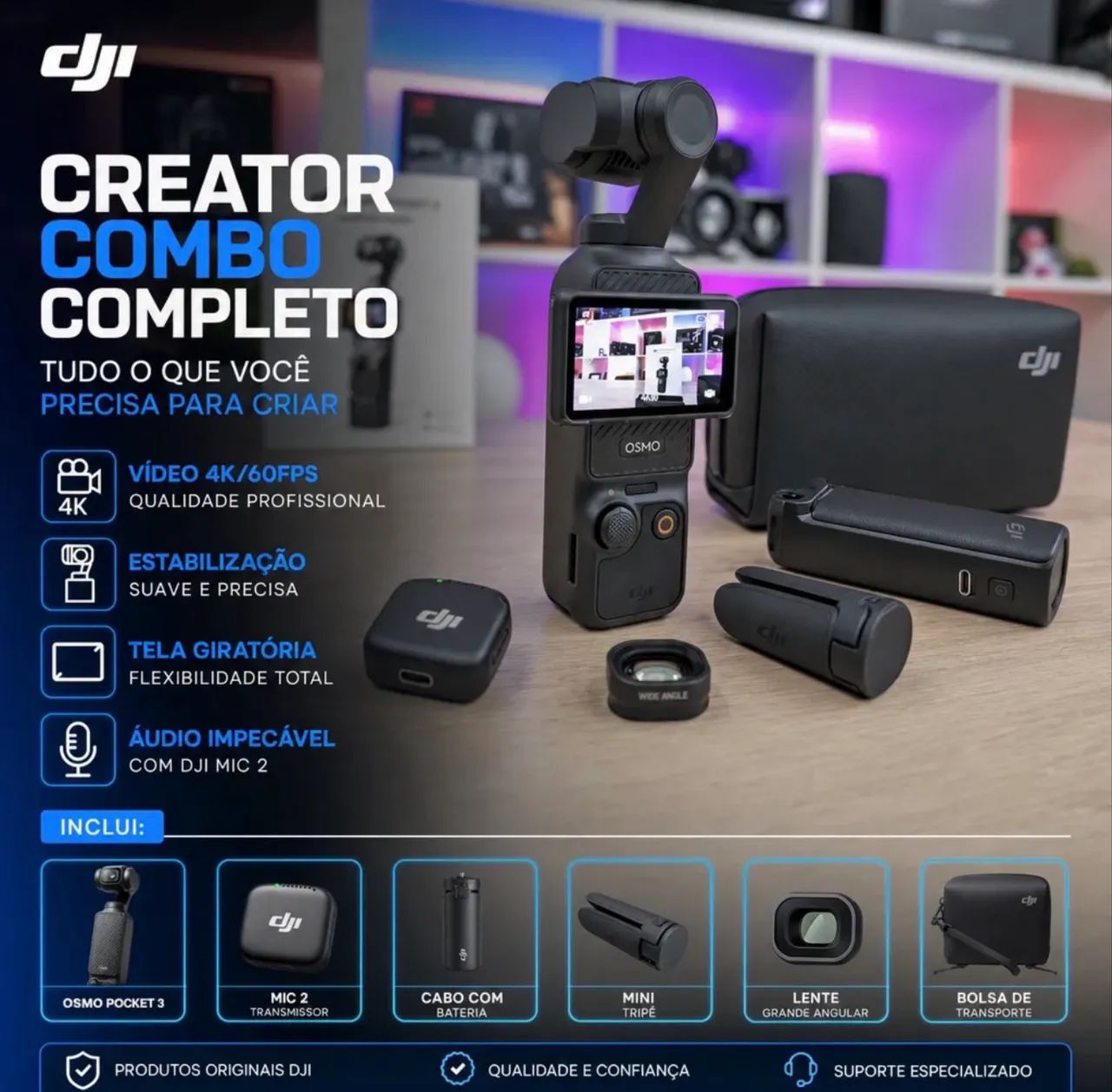 Dji Osmo Pocket 3 - Creator Combo - Câmeras e Filmadoras - Boa