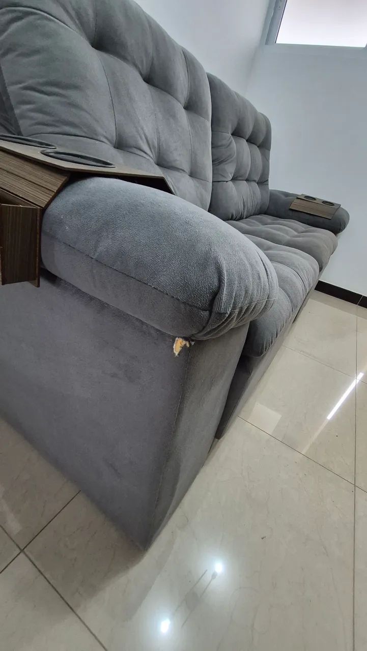 Sofa retrátil e reclinável Cinza 3 lugares - São Judas e região  - Foto 4