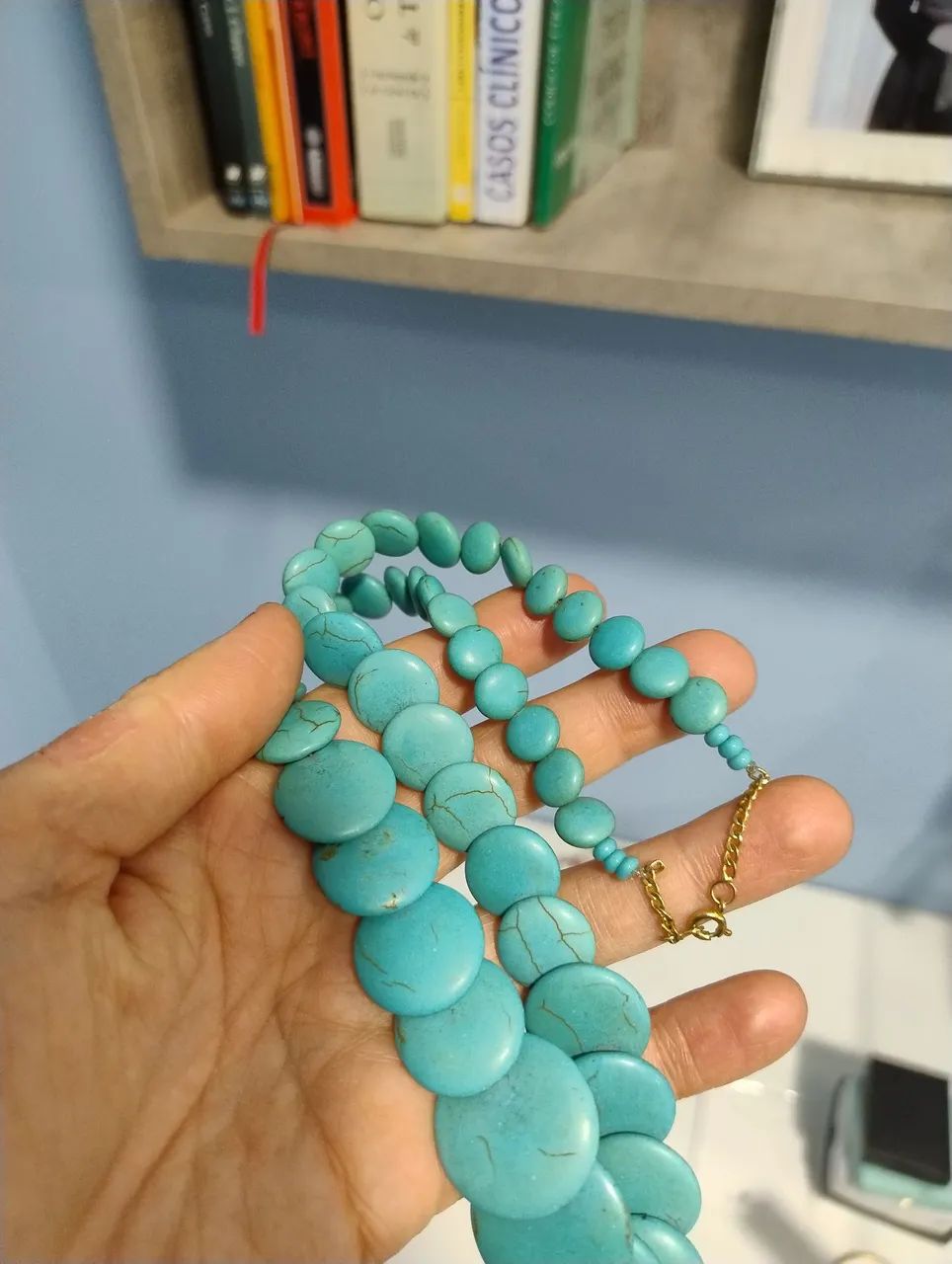 Colar turquesa azul antigo. - Foto 3