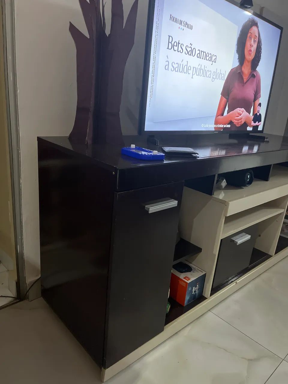 Rack para TV tabaco e Marfim  - Foto 2