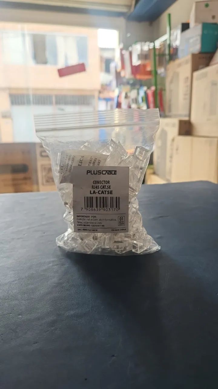 CONECTOR RJ45 CAT5.E C/100 UNIDADES PLUS CABLE FRETE GRATIS 