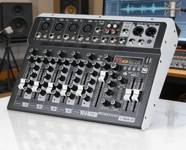 Mesa De Som 6 Canais Bluetooth Usb Mp3 Phantom+48v Cs6