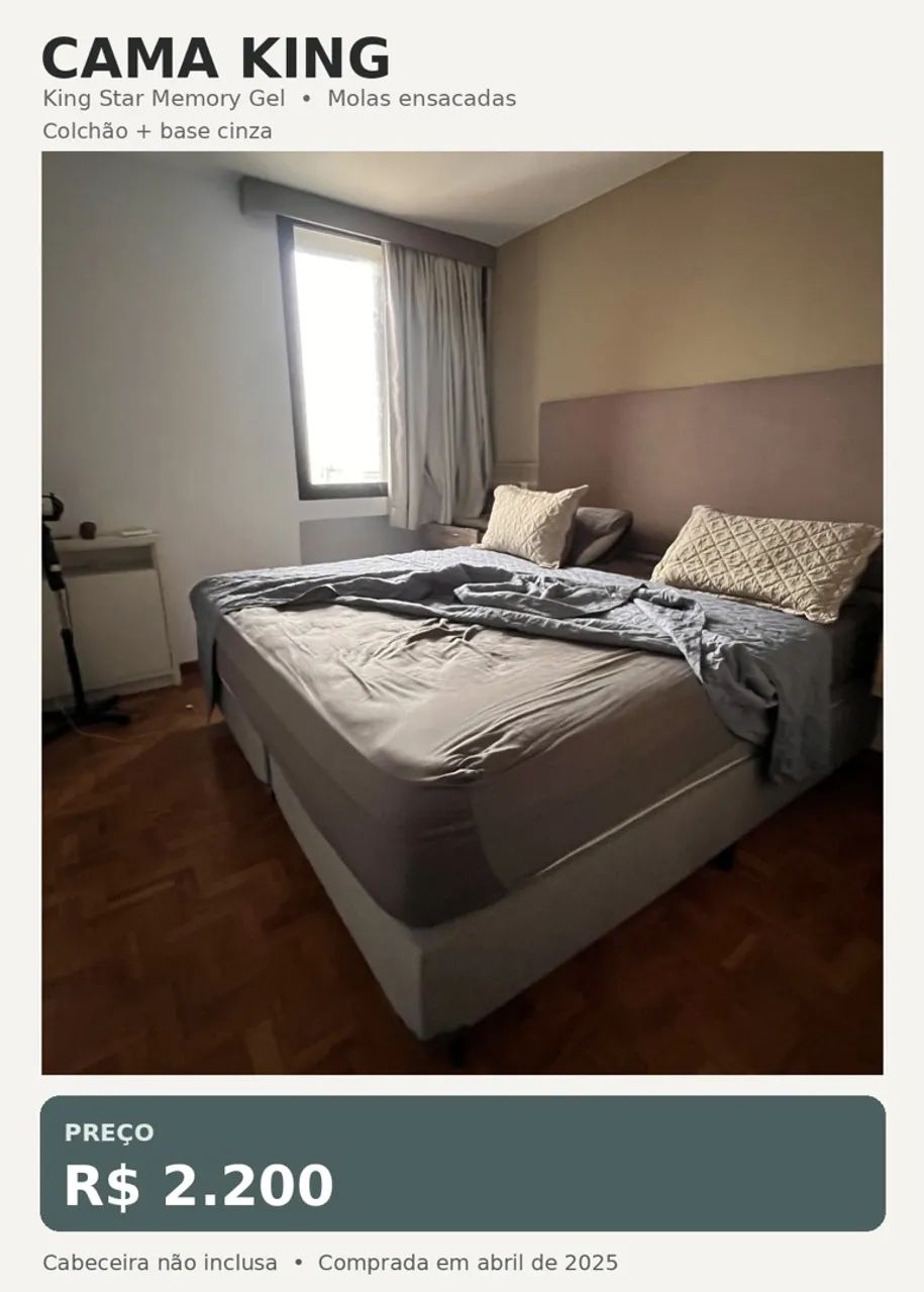 Cama king King Star Memory Gel com base cinza
