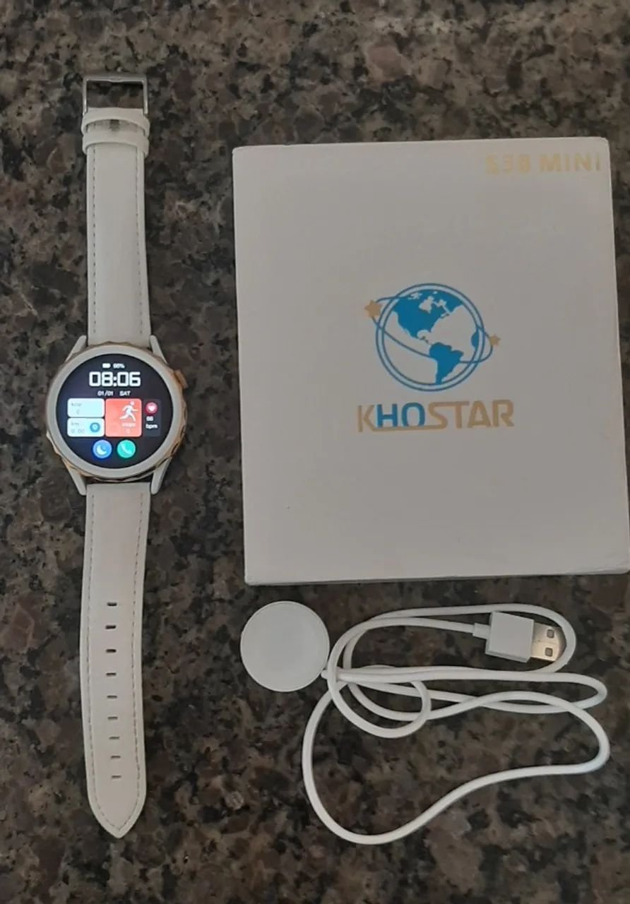 Smartwatch Khostar S38 Mini 2.02" Branco Pulseira de Couro - Foto 3