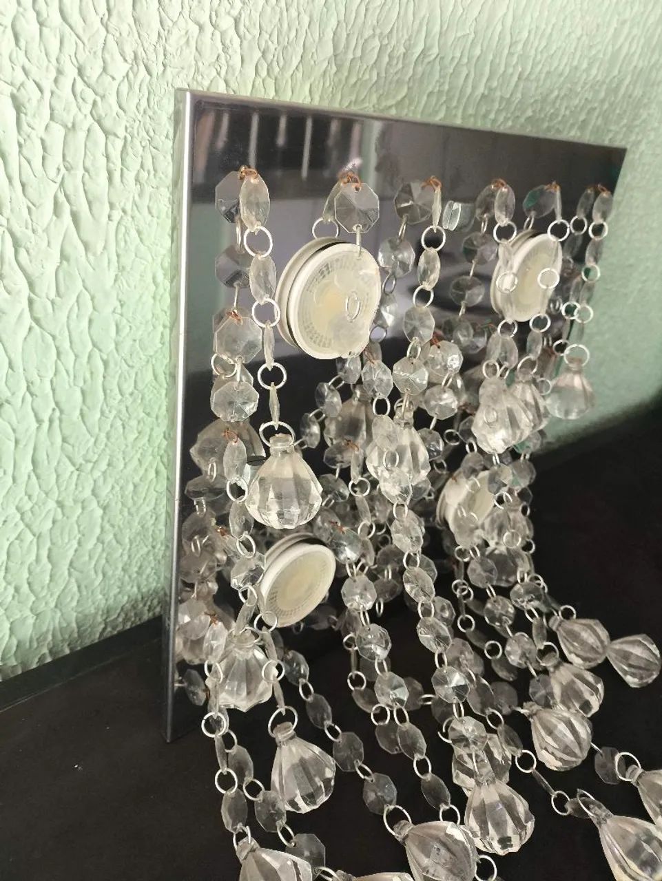 Lustre sala pendentes tipo cristal com 4 spots 30x30 - Foto 3