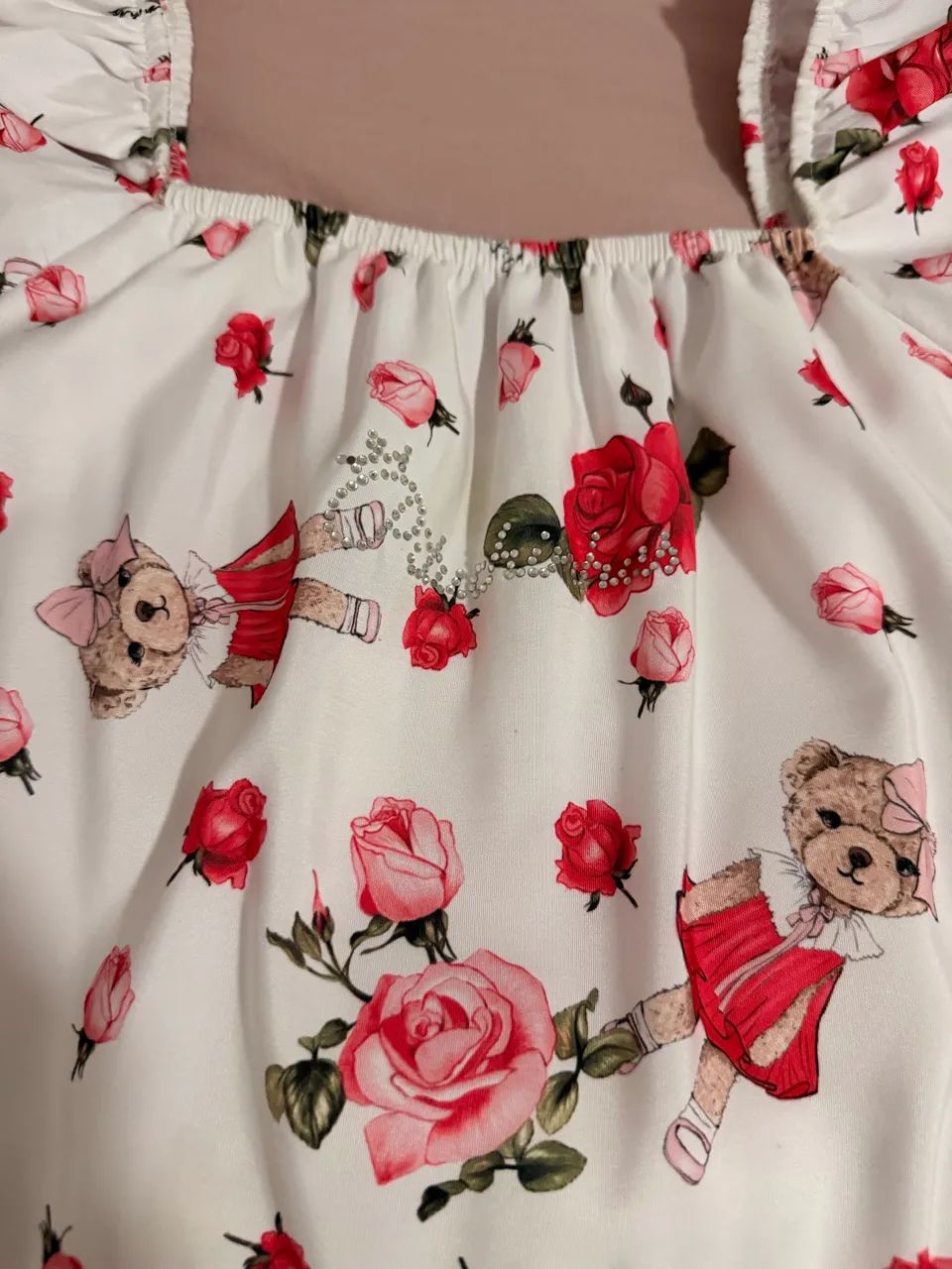 Vestido Pituchinhus tamanho 10 ursonho com strass semi novo  - Foto 3
