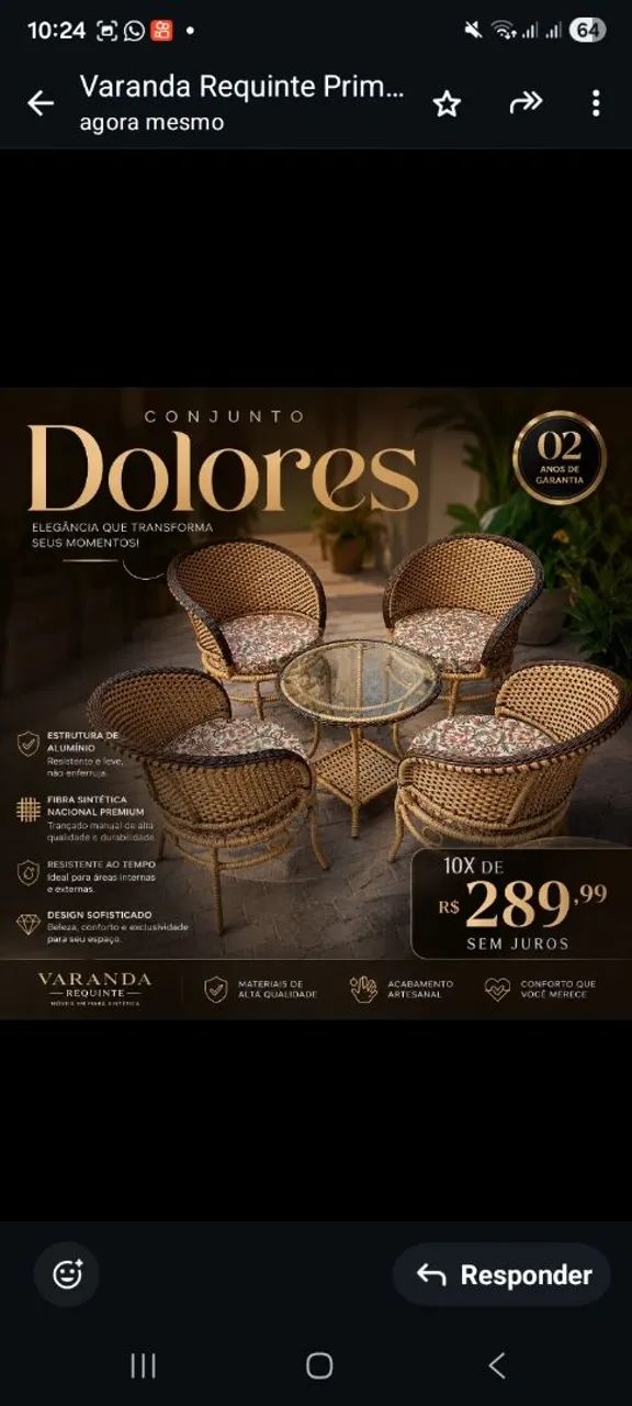 Conjunto de varanda,móveis, cadeiras ,alumínio, fibra sintética 