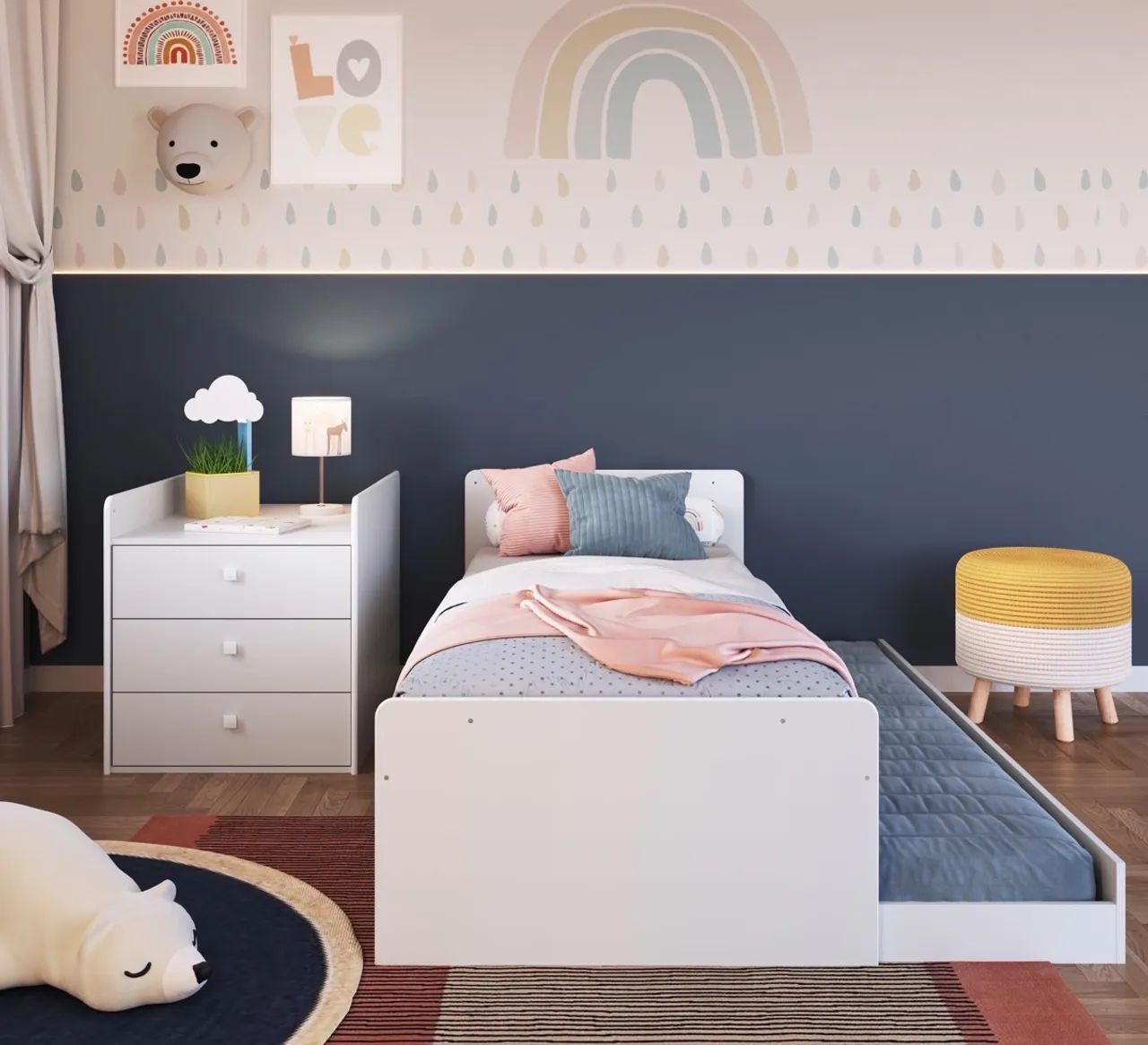 Berço Cama Multifuncional com Cama Auxiliar + 3 Gavetas - Novo - Foto 3