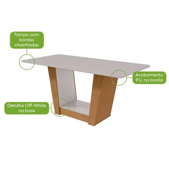 Conjunto de Mesa de Jantar com 6 Cadeiras cor Marrom - Foto 2