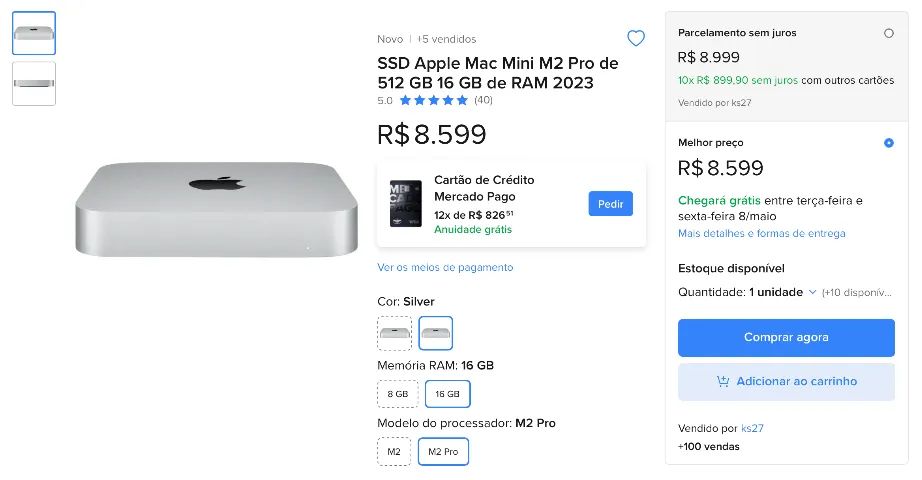 Mac Mini M2 Pro 16GB RAM 512GB SSD - Perfeito Estado & Dock