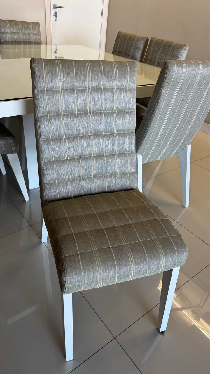 Mesa Em Laca Branca com Vidro com 8 Cadeiras  - Foto 5