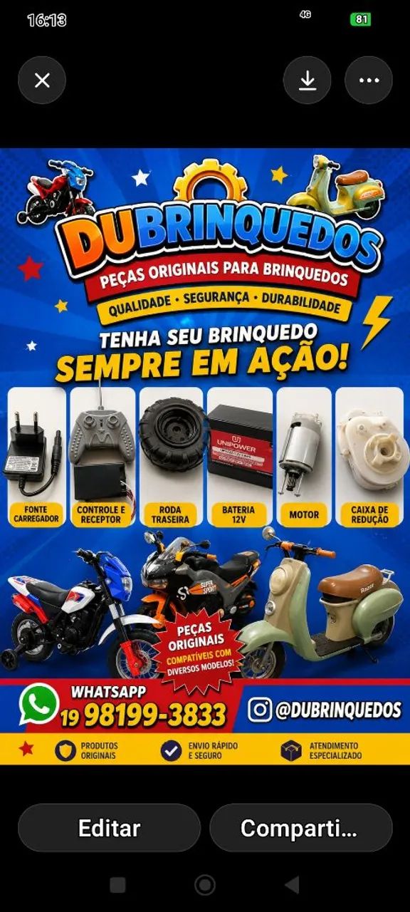 Peças para brinquedos 