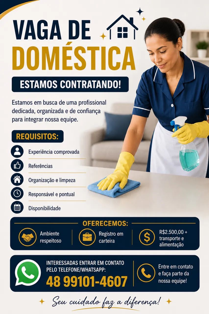 VAGA DE DOMÉSTICA GUARDA DO CUBATÃO 