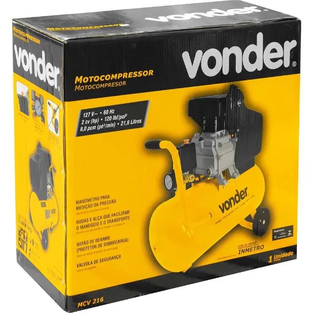 Motocompressor de ar, 8,0 pcm, 21,6 litros MCV 216 VONDER  - Foto 4