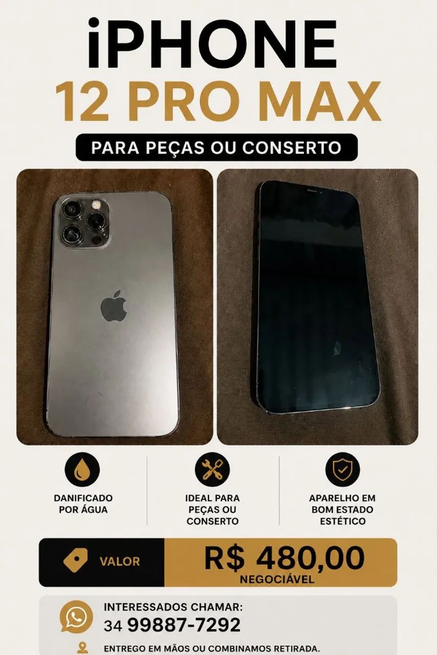 IPHONE 12 PRO MAX PEÇA OU CONCERTO