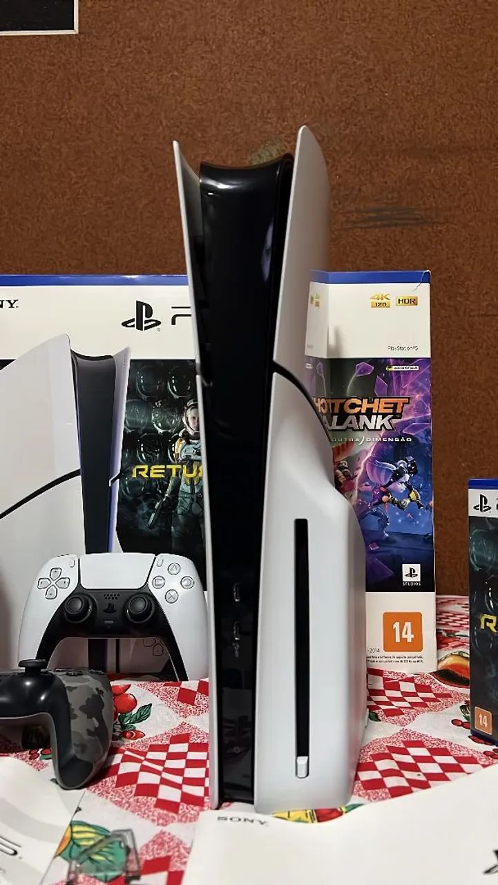 Ps5 slim com disco 1Tb 2 controles com caixa - Foto 5