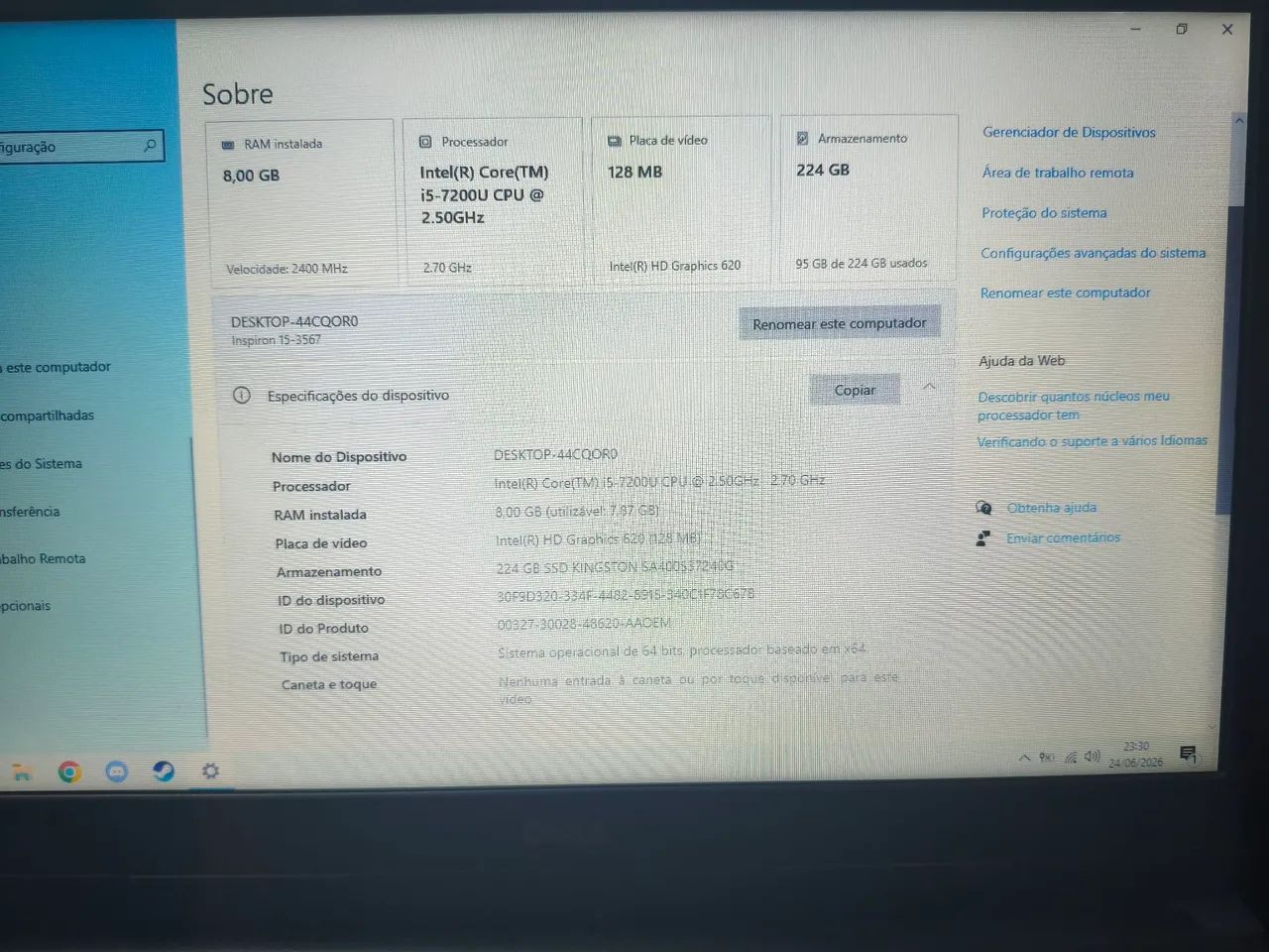 Notebook DELL Intel Core i5 7200 Gpu 620 8gb ram 256 ssd - Foto 5