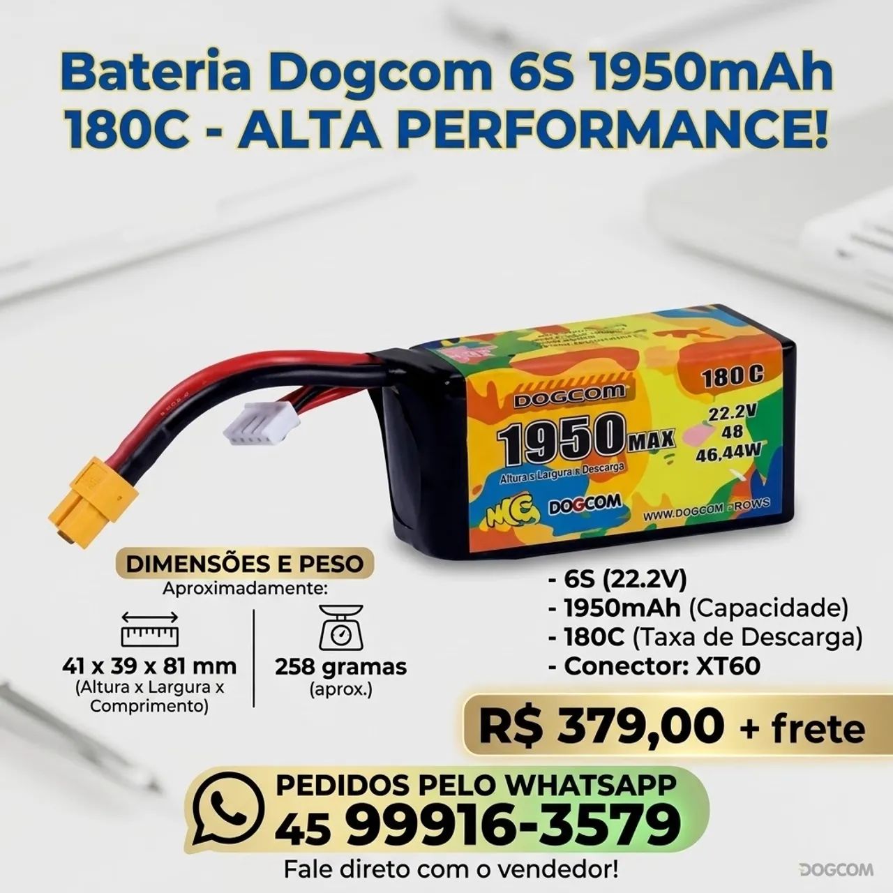 Bateria lipo hv Dogcom 6s 1950mah 180c.  - Foto 2