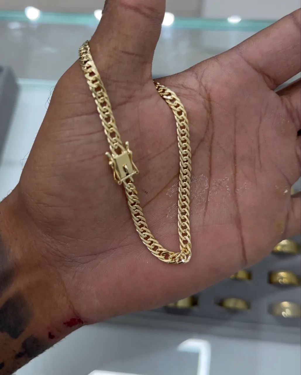 Pulseira grumet dupla em ouro 18k