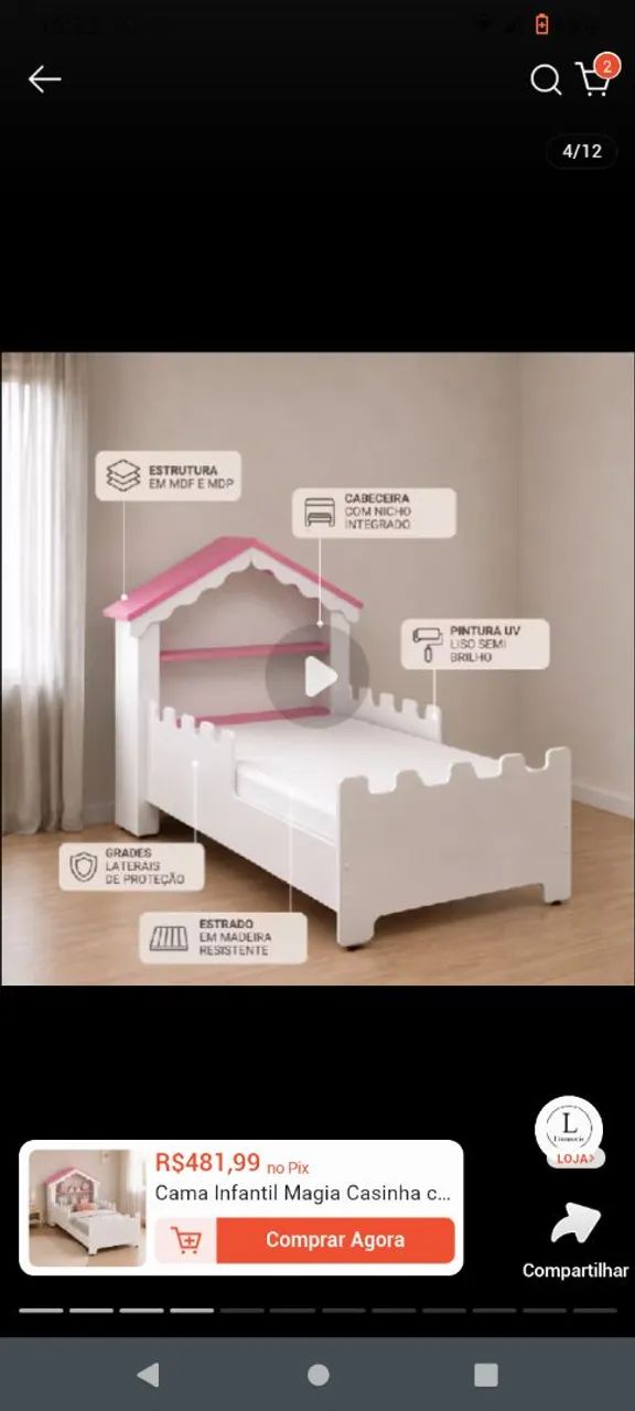 CAMA INFANTIL MODELO CASTELO  - Foto 3